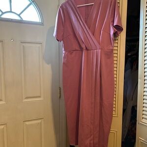 N w/oT metamorphosis girl rose pink Wrap-Style Midi Dress women’s size 2 XL
